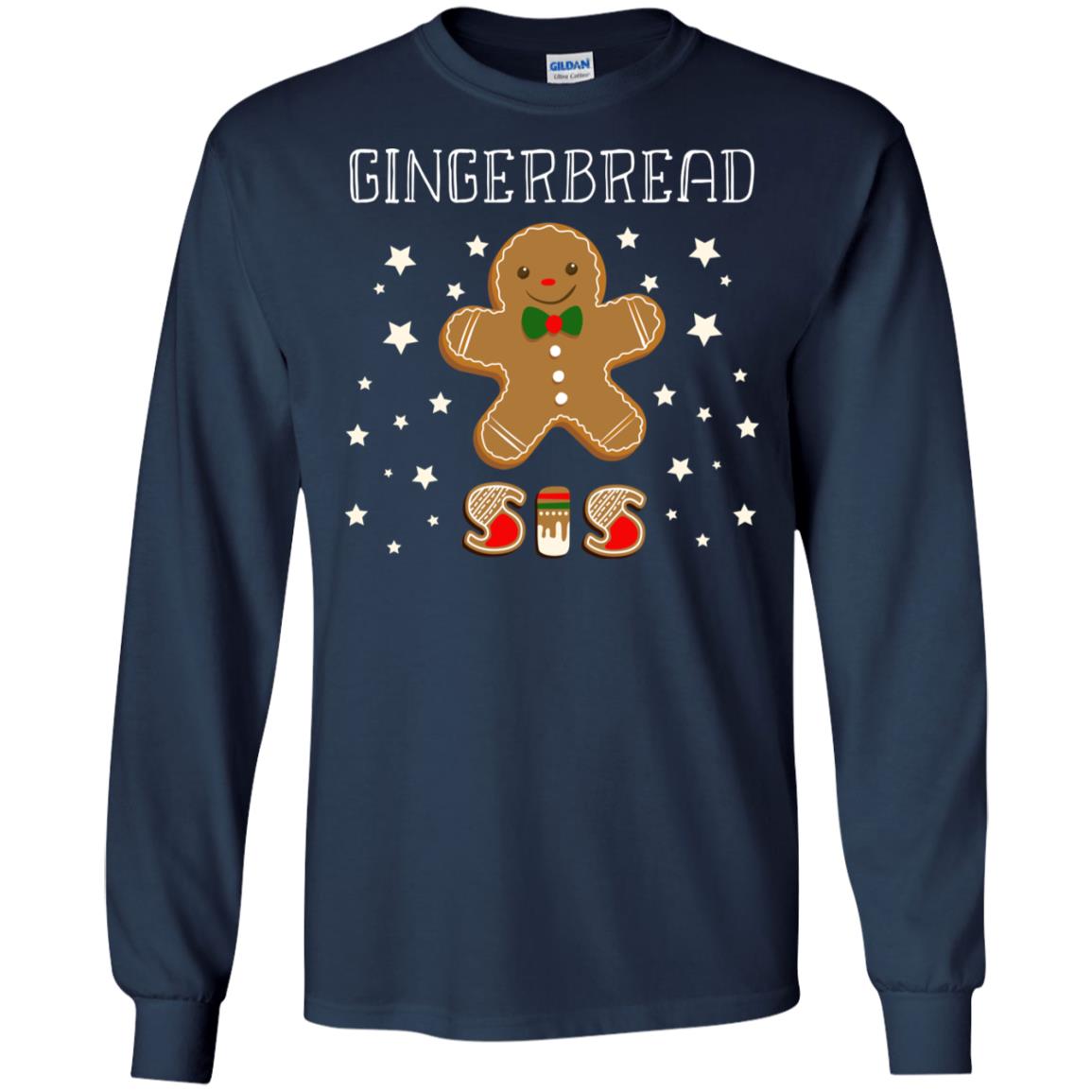 Gingerbread Sister X-mas Gift Family Shirt For Girls Navy