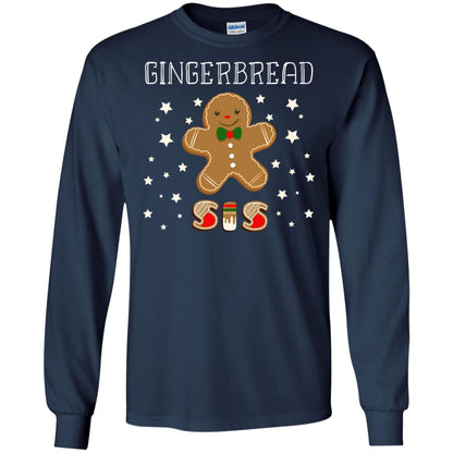Gingerbread Sister X-mas Gift Family Shirt For Girls Navy