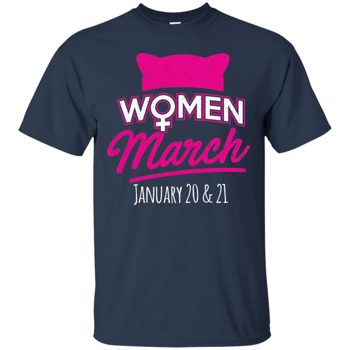 Women's Right T-shirt Women March January 2018 Pussycat Ears Hat Navy