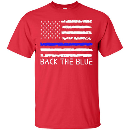 Thin Blue Line T-shirt Back The Blue Red