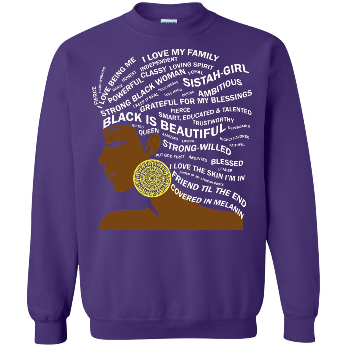 Black Is Beautiful Black History Month Word Art T-shirt Purple