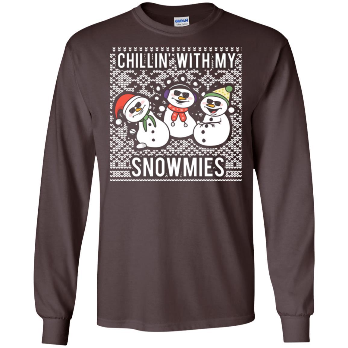 Christmas T-shirt Chillin' With My Snowmies Dark Chocolate