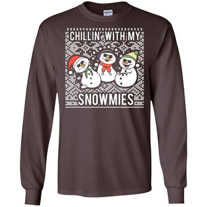 Christmas T-shirt Chillin' With My Snowmies Dark Chocolate