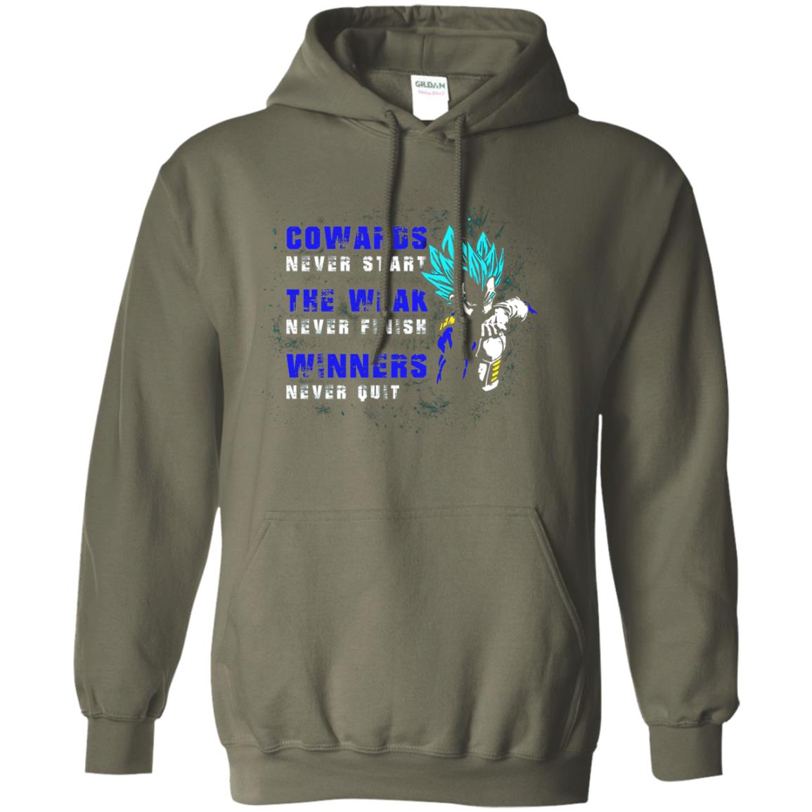 Cowards Never Start The Weak Never Finish Comic T-shirt Military Green