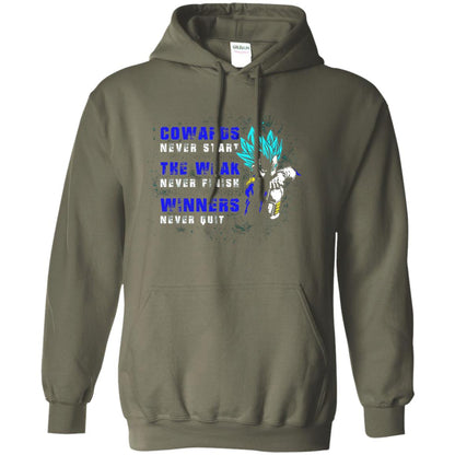 Cowards Never Start The Weak Never Finish Comic T-shirt Military Green