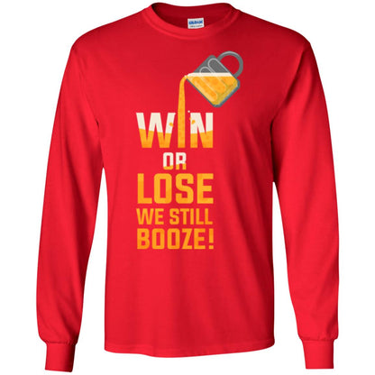 Beer Lover T-shirt Win Or Lose We Still Booze Red