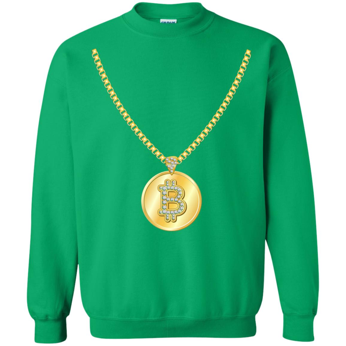 Funny Bitcoin T-shirt Gold Chain Cryptocurrency Necklace Irish Green