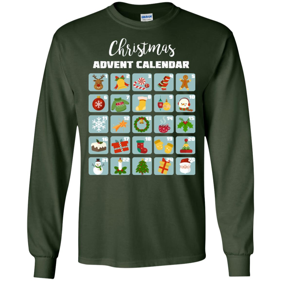 Christmas Calendar December 2018 Gift Shirt Forest Green