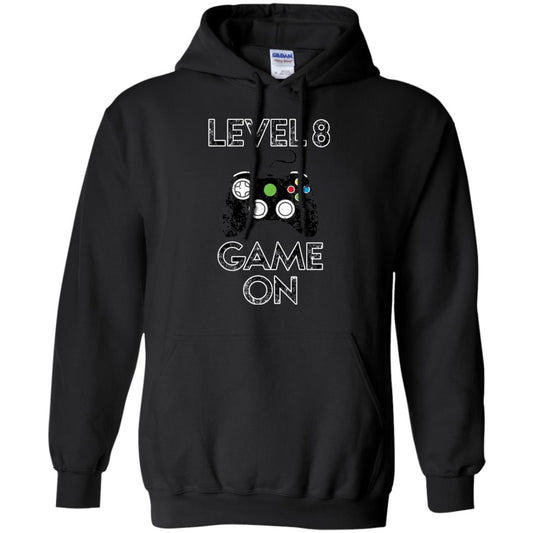 Kids Level 8 Game On 8th Birthday Gift T-shirt Black