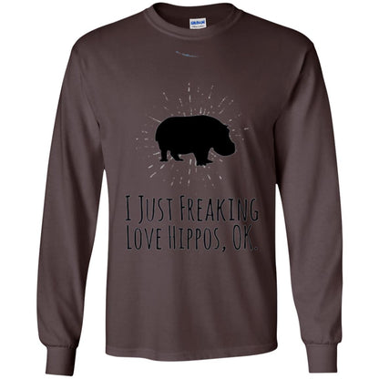 Hippos Lover T-shirt I Just Freaking Love Hippos Ok Dark Chocolate