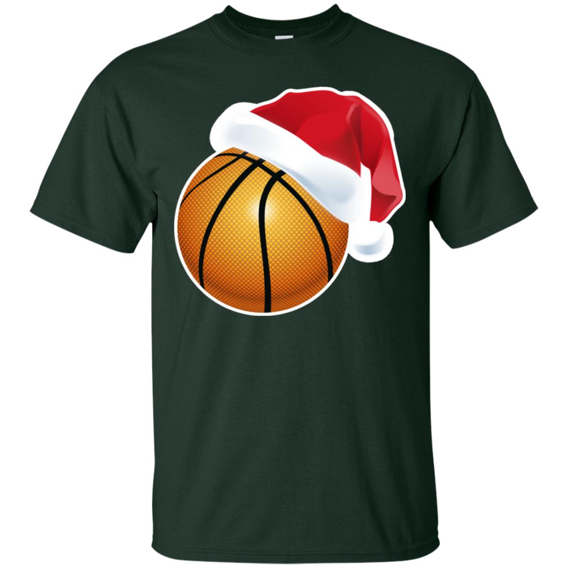 Basketball With Santa Claus Hat X-mas Shirt For Basketball Lovers Forest