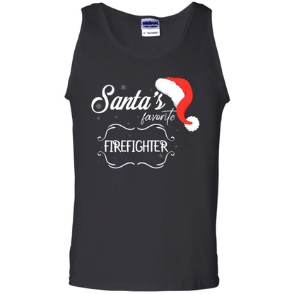 Santa's Favorite Firefighter Firefighting X-mas Gift Shirt For Mens Womens Black
