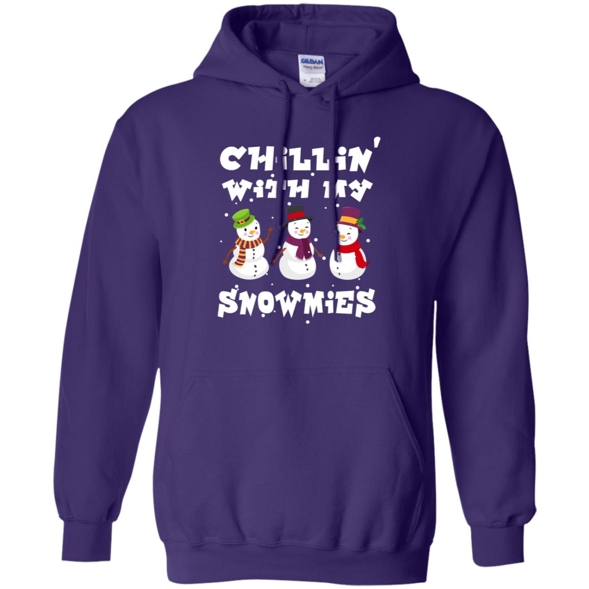Chillin' With My Snowmie Snowman X-mas Gift Shirt For Mens Womens Kids Purple