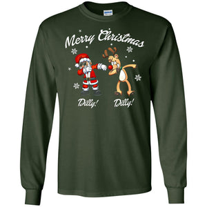 Christmas T-shirt Santa And Reindeer Dilly Dilly