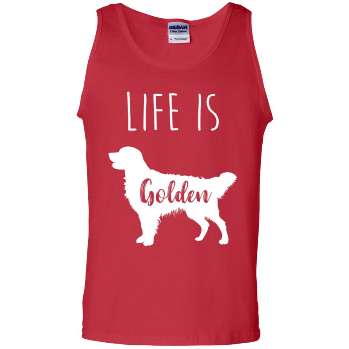 Golden Retriever Lovers T-shirt Life Is Golden Red