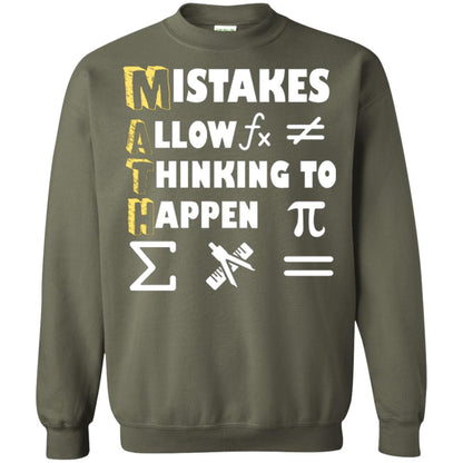 Math Lover T-shirt Mistakes Allow Thinking To Happen Military Green