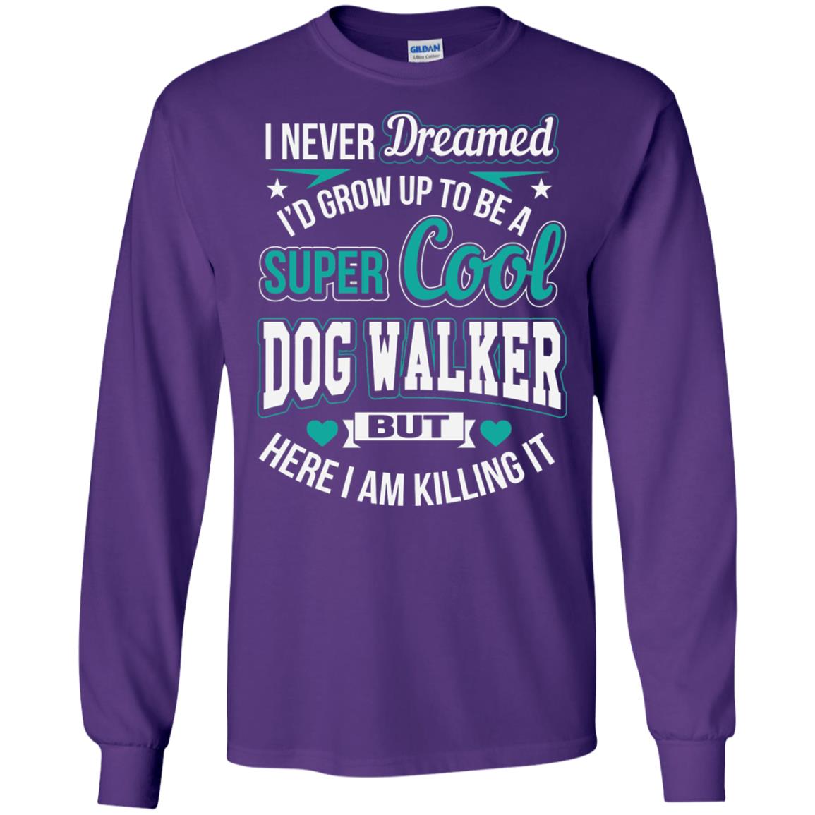 Funny Dog Walker T-shirt Super Cool Dog Walker Purple