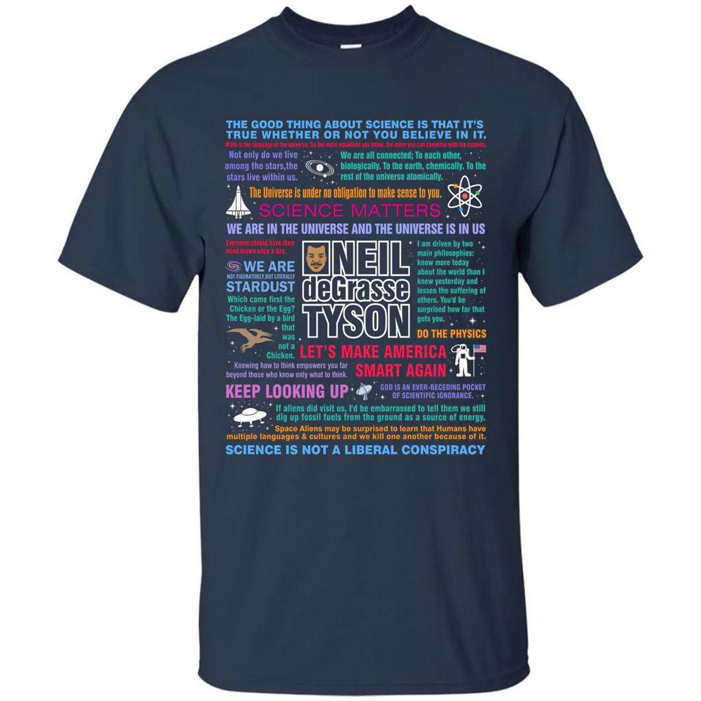 Neil deGrasse Tyson NDT Quotes T-Shirt Let's Make America Smart Again T-shirt Navy