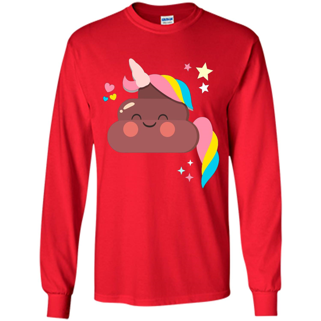 Emoji Happy Unicorn Poop Funny T-shirt Red