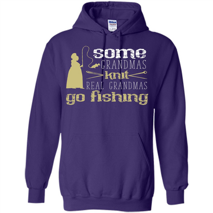 Nana T-shirt Some Grandmas Knit Real Grandmas Go Fishing Purple