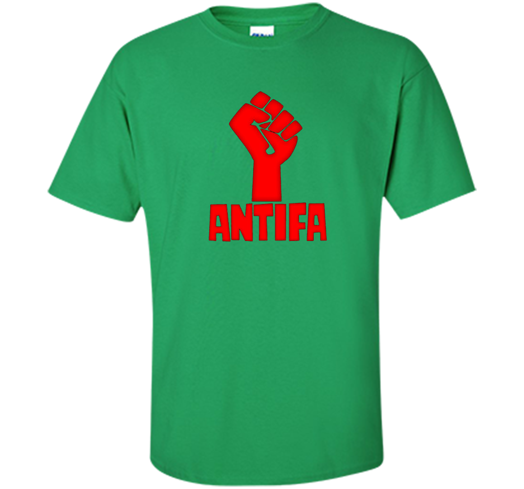 AntiFa Fist On Black T-shirt Irish Green
