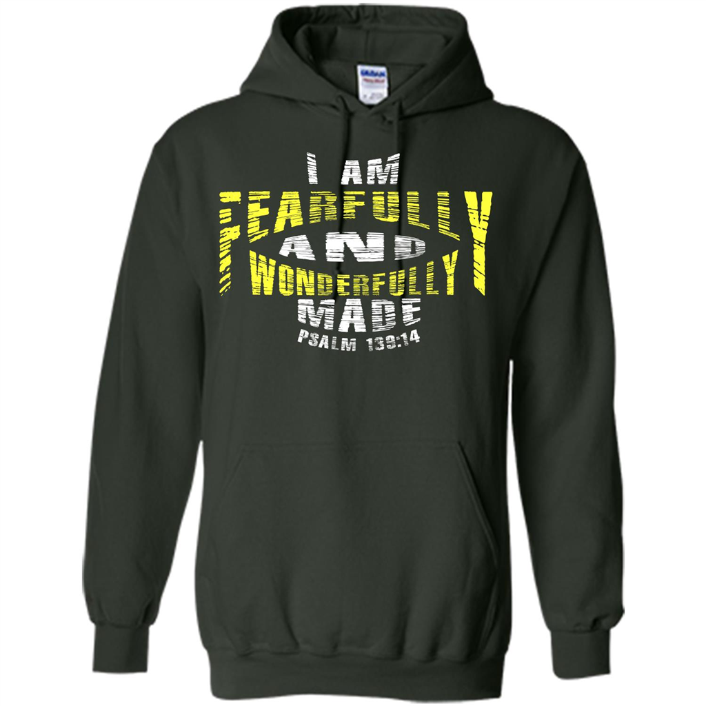 Christian T-shirt I Am Fearfully And Wonderfully Made Psalm Forest Green