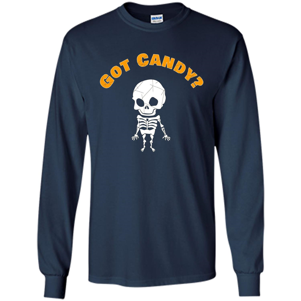 Cute Skeleton Asking For Candy Halloween T-shirt Navy