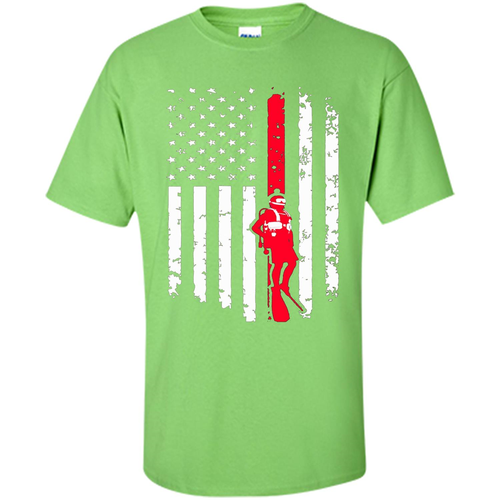 The American Flag Scuba Diving T-shirt Lime