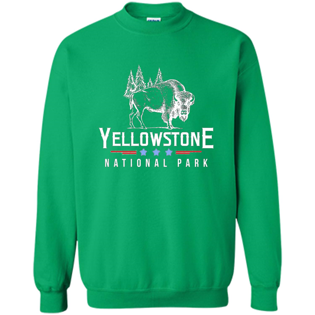 Yellowstone National Park Wyoming Buffalo T-shirt Irish Green