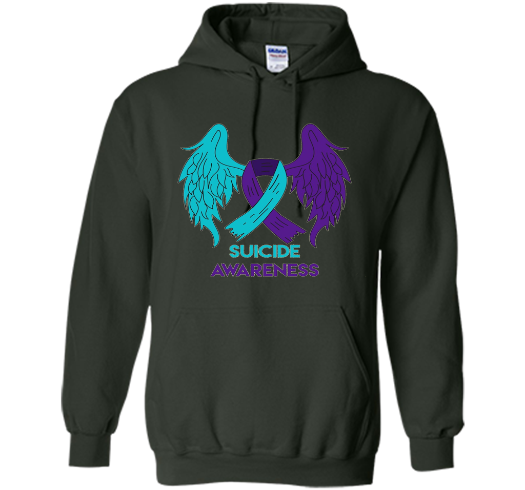 Suicide Awareness Shirt Wings and Ribbon Suicide Prevention shirt Forest Green