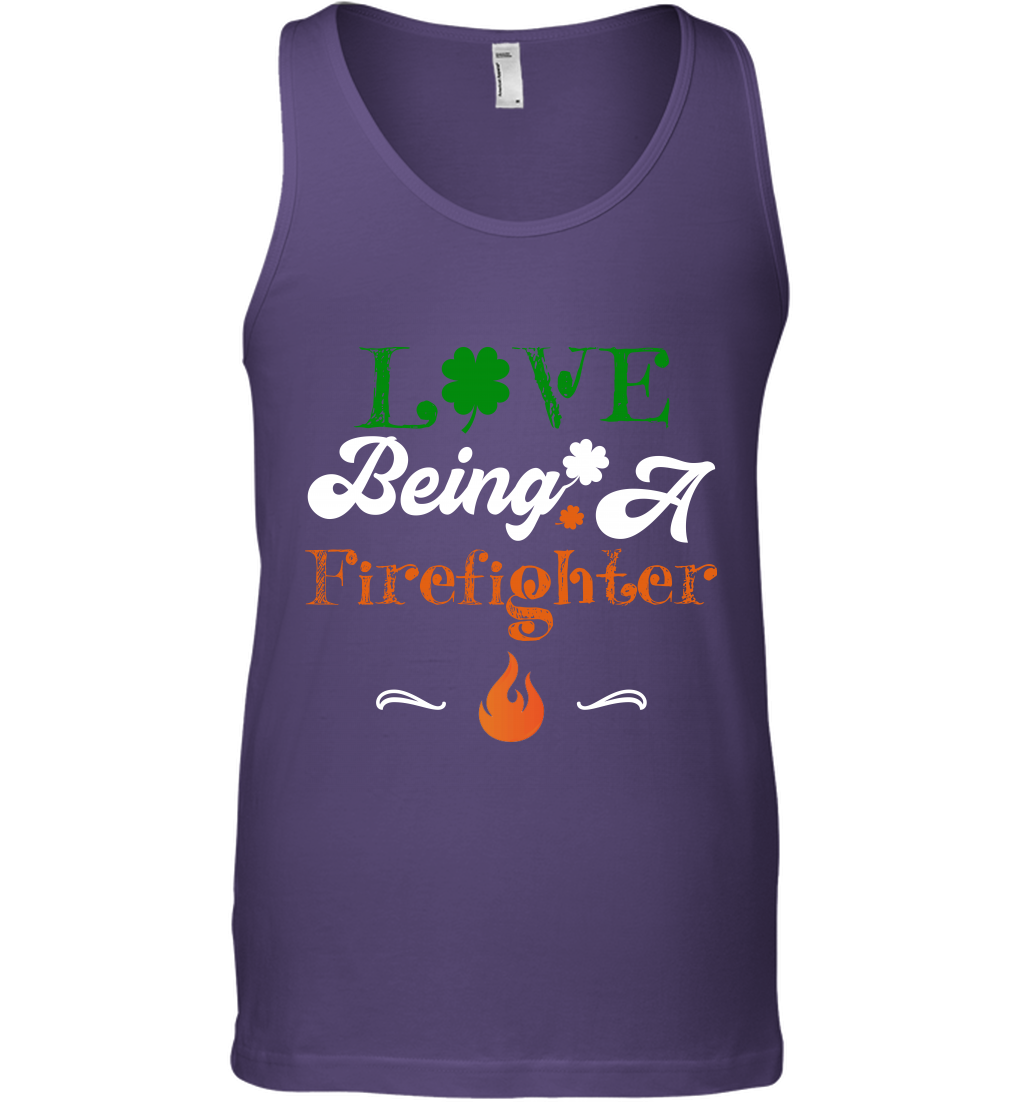 Love Being A Firefighter Saint Patricks Day Shirt Tank Top Purple