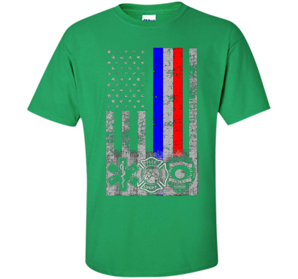 Fireman Police EMT / First Responder Flag t-shirt Irish Green