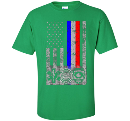 Fireman Police EMT / First Responder Flag t-shirt Irish Green