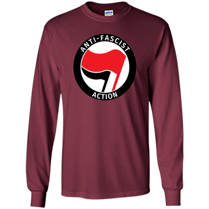 Anti - Fascist Action T-shirt Maroon