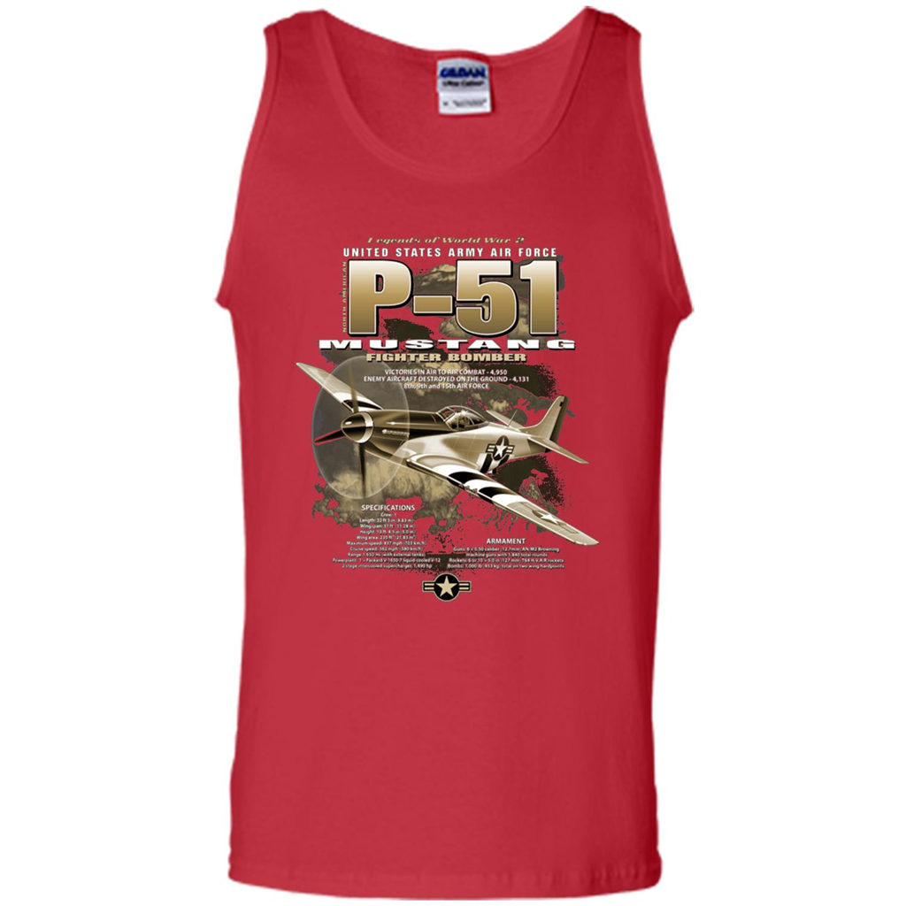 P-51 Mustang United States Army Air Force Fighter T-shirt Red