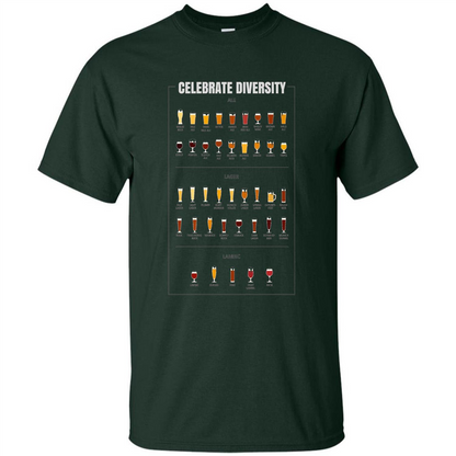Celebrate Diversity Beer Glasses T-shirt Forest Green