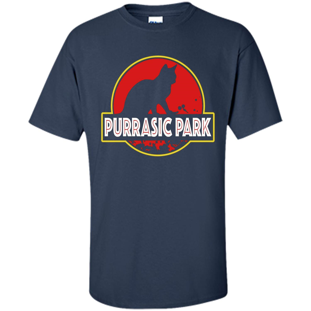 Funny Kitty Cat Graphic T-shirt Purrasic Park Cat T-Shirt Navy