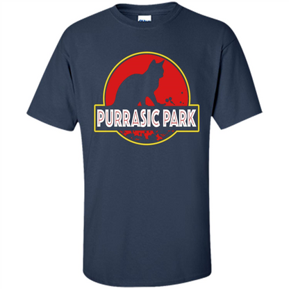 Funny Kitty Cat Graphic T-shirt Purrasic Park Cat T-Shirt Navy