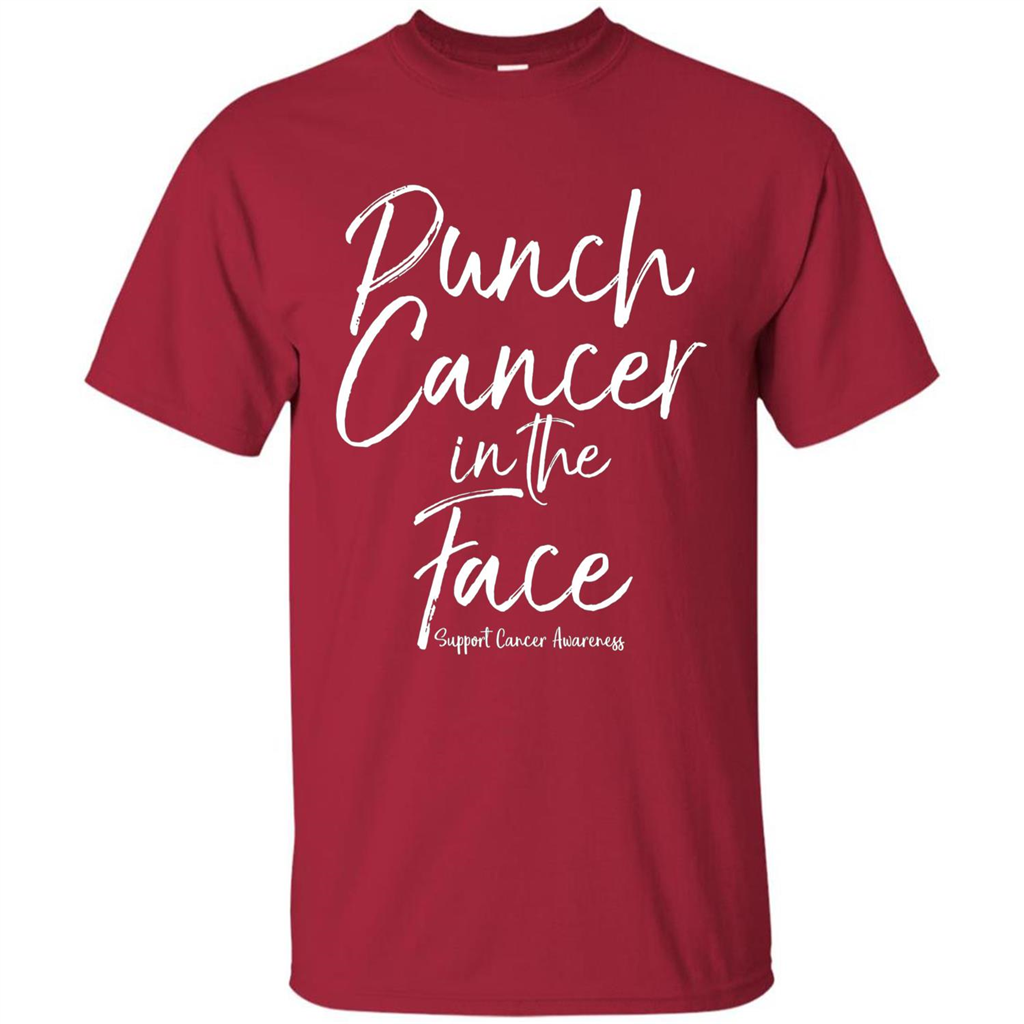 Punch Cancer in the Face Support Cancer Awareness T-shirt Cardinal