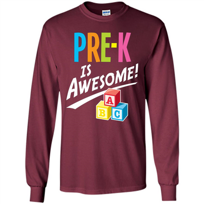 School Teacher T-shirt Pre-K Is Awesome ABC Blocks T-shirt Maroon
