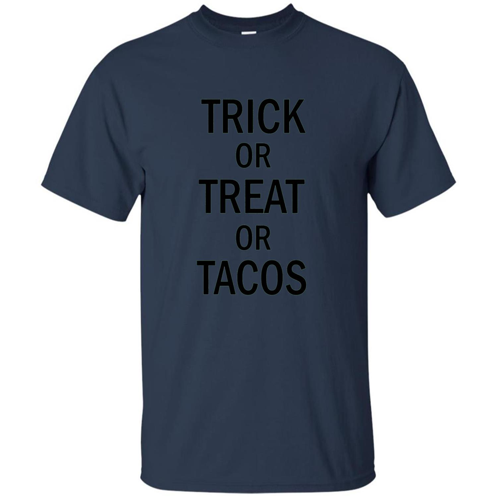 Trick or Treat or Tacos T-shirt Funny Halloween Costume T-shirt Navy
