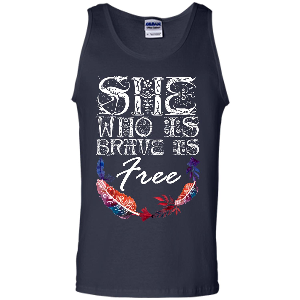 She Is Brave Is Free T-shirt Navy