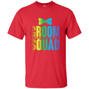 Groom Squad Bachelor Party Rainbow Bowtie T-Shirt