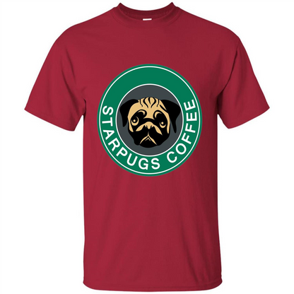 Starpugs Coffee T-shirt Pug Dog Lover T-shirt Cardinal