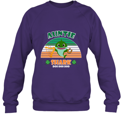 Irish Auntie Shark Saint Patricks Day Family Shirt Sweatshirt Purple