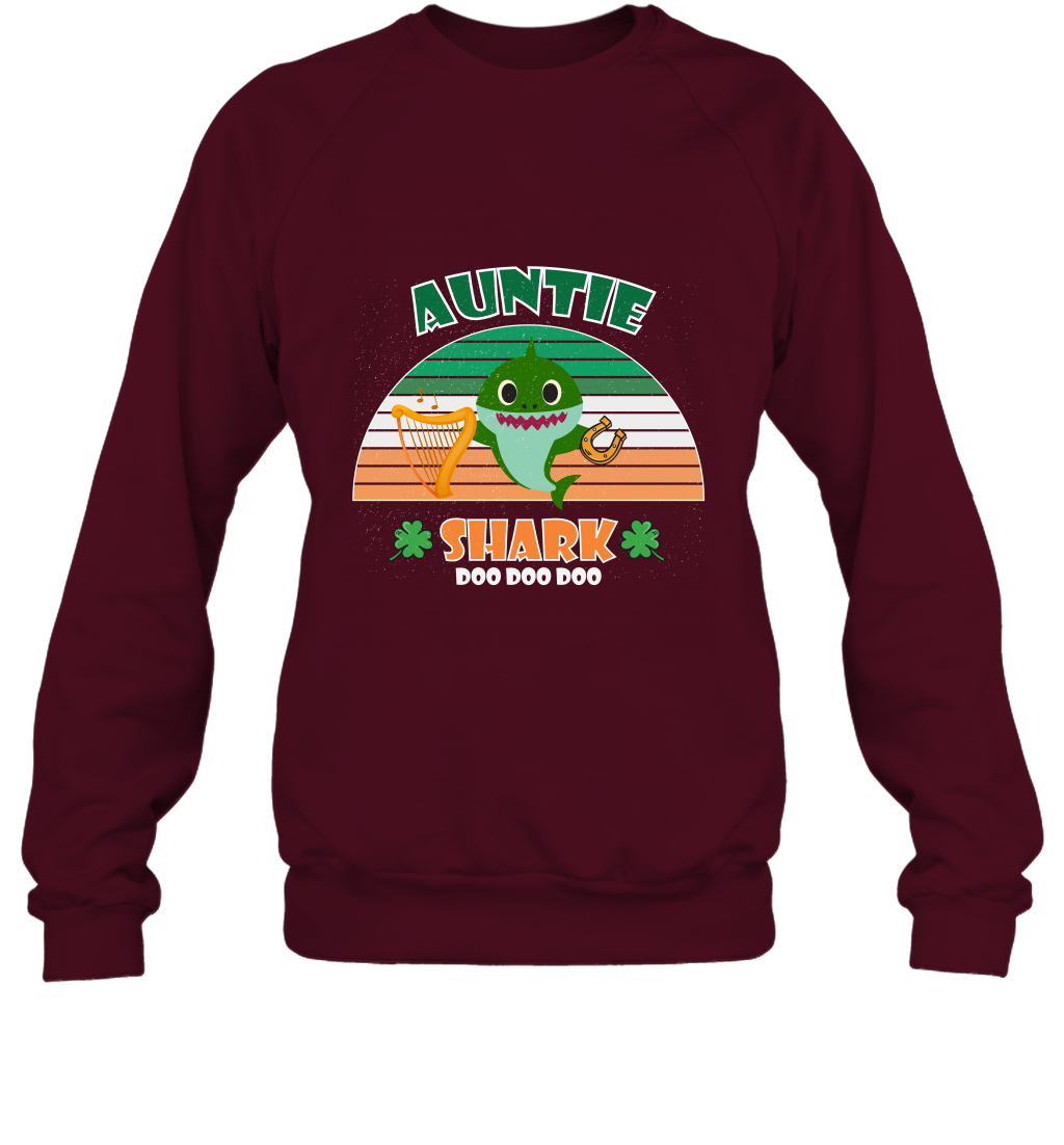 Irish Auntie Shark Saint Patricks Day Family Shirt Sweatshirt Maroon