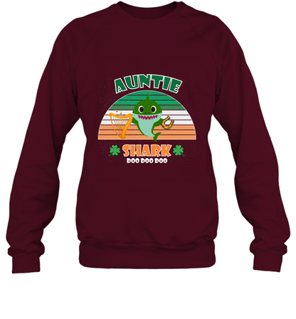 Irish Auntie Shark Saint Patricks Day Family Shirt Sweatshirt Maroon