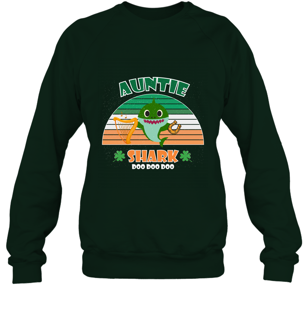 Irish Auntie Shark Saint Patricks Day Family Shirt Sweatshirt Forest