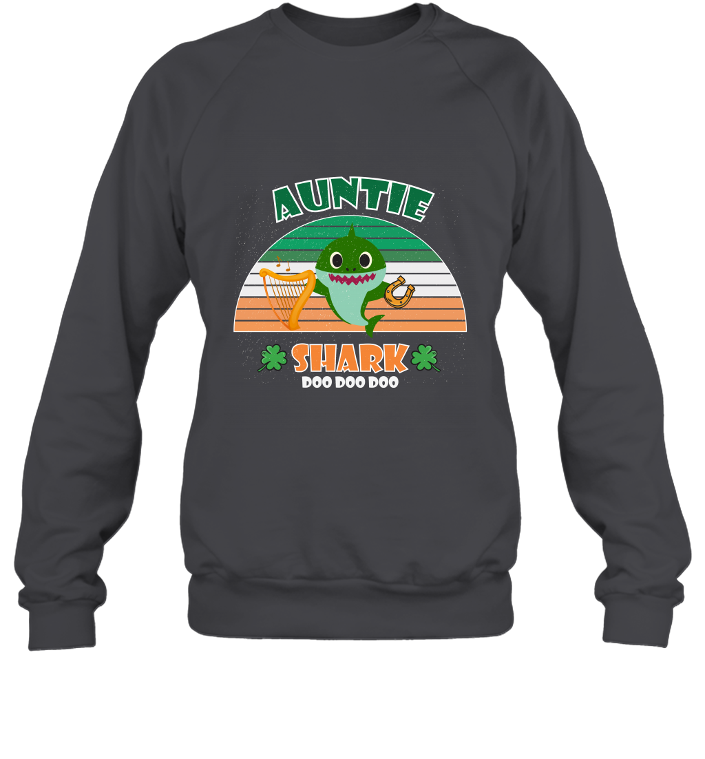Irish Auntie Shark Saint Patricks Day Family Shirt Sweatshirt Dark Heather
