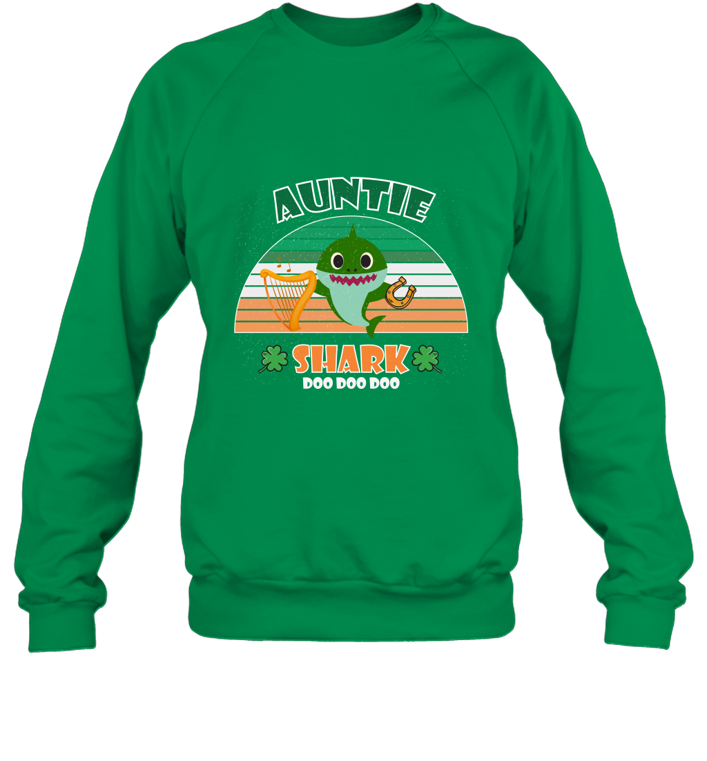 Irish Auntie Shark Saint Patricks Day Family Shirt Sweatshirt Irish Green